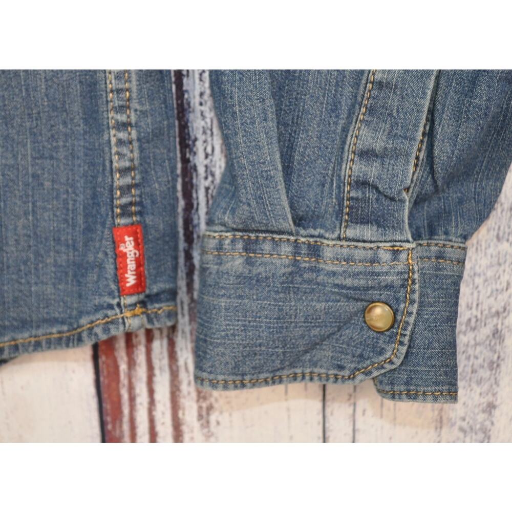 Wrangler Red Label Men’s XL Pearl Button Western Cowboy Shirt Blue - Picture 5 of 6